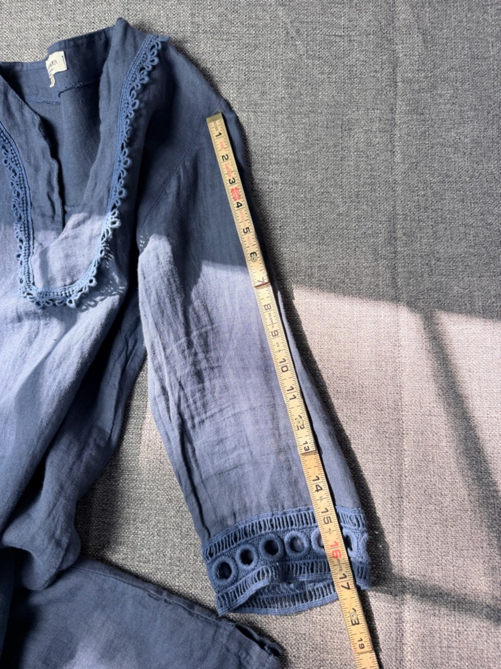 Via Signoria Italian Linen100% Tunic in Dusty Blue - Picture 14 of 14